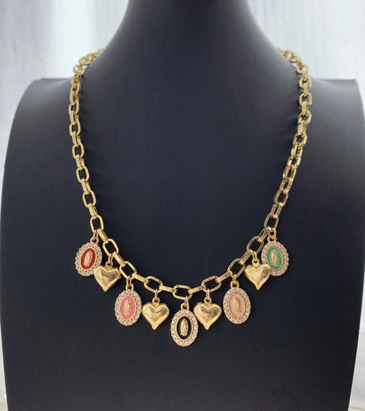 Heart & Blessed Mother Charm Necklace