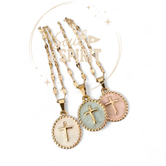 Oval Cross Pendant Necklace