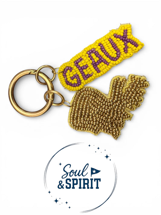 LA Purple & Gold Purse Charm/Key Chain