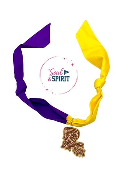 Louisiana Spirit Purple & Gold Scarf Necklace