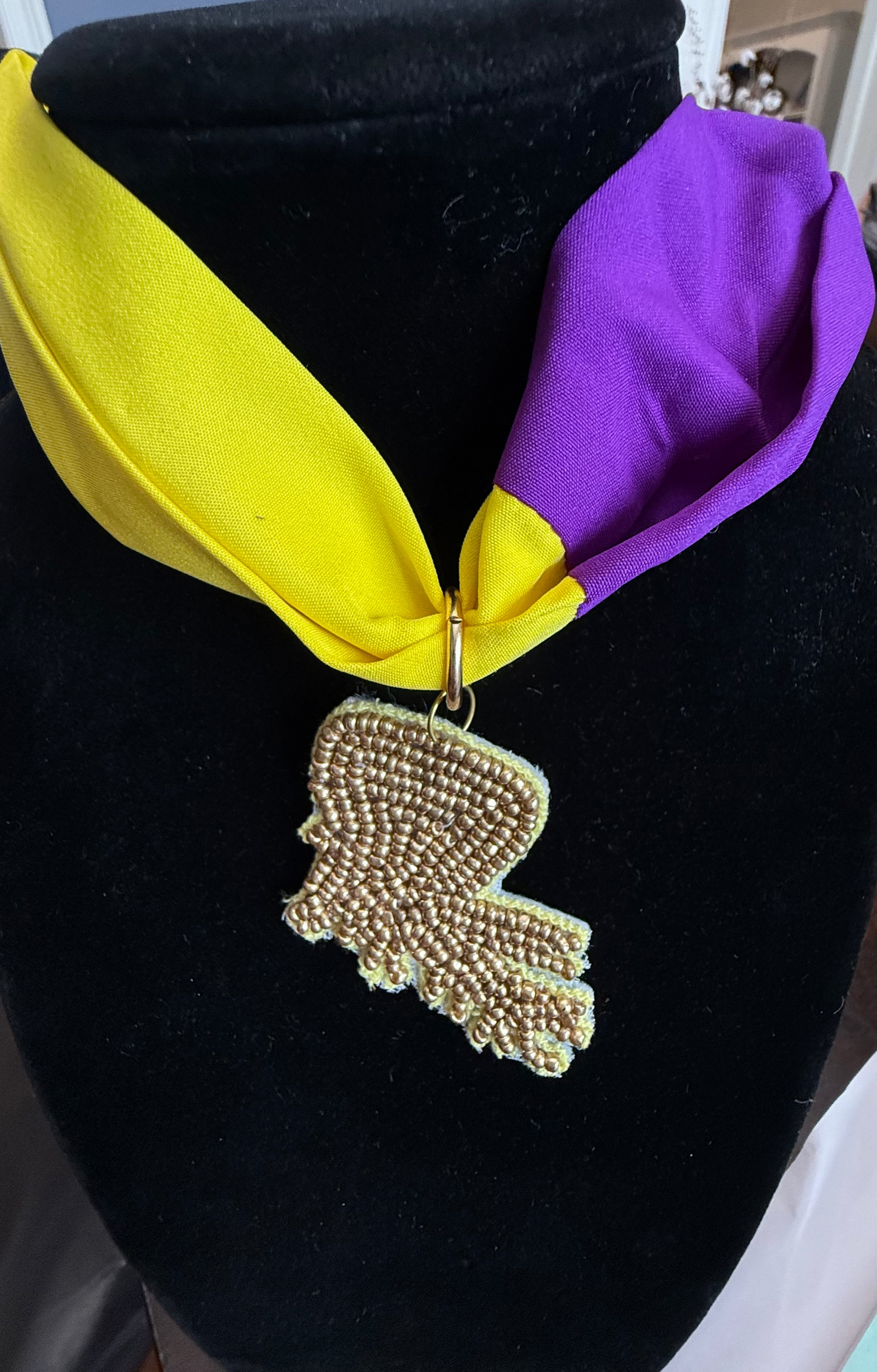 Louisiana Spirit Purple & Gold Scarf Necklace